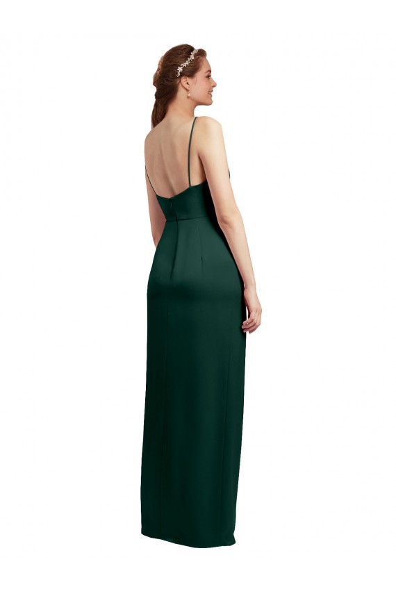 Column Square Neck Stretch Satin Long Hunter Formal Evening Gown / Prom Dress / Bridesmaid Dress Barrie