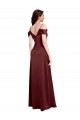 A-Line V-Neck Stretch Satin Long Burgundy Gold Formal Dress / Bridesmaid Dress Barrie