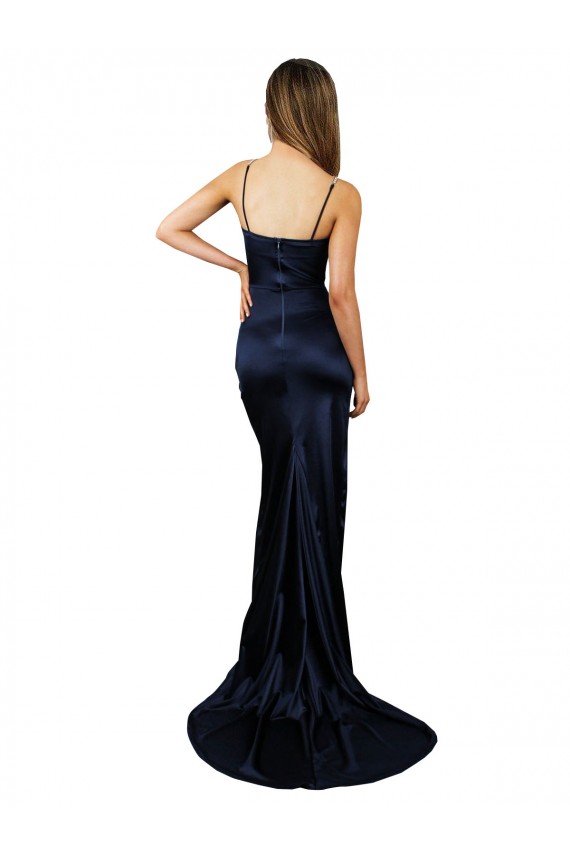 Mermaid Sweetheart Stretch Satin Long Dark Navy Formal Evening Gown / Prom Dress / Bridesmaid Dress Barrie