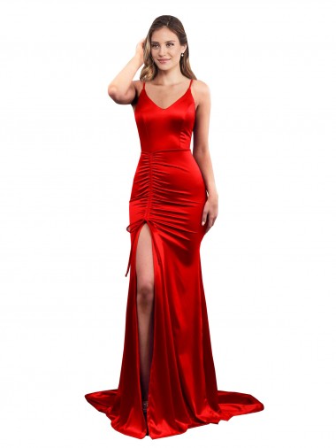 Mermaid Sweetheart Stretch Satin Long Red Evening Dress / Bridesmaid Dress Barrie