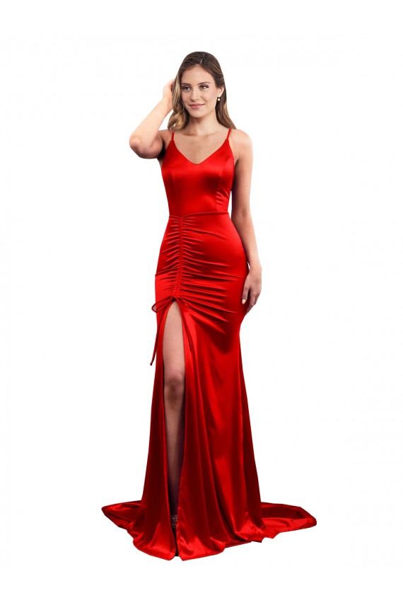 Mermaid Sweetheart Stretch Satin Long Red Evening Dress / Bridesmaid Dress Barrie