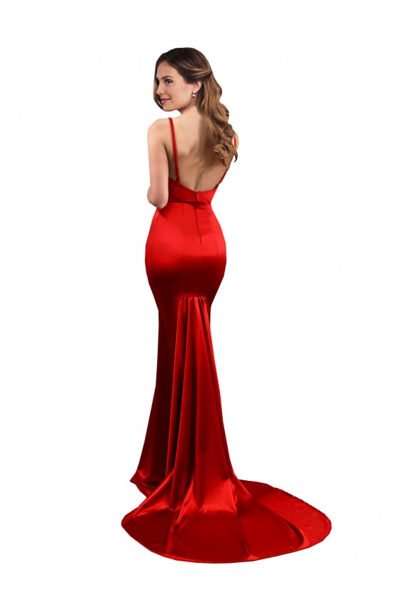 Mermaid Sweetheart Stretch Satin Long Red Evening Dress / Bridesmaid Dress Barrie