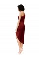 Sheath One Shoulder Stretch Satin Midi Length Burgundy Black Tie Evening Gown / Prom Dress / Bridesmaid Dress Barrie