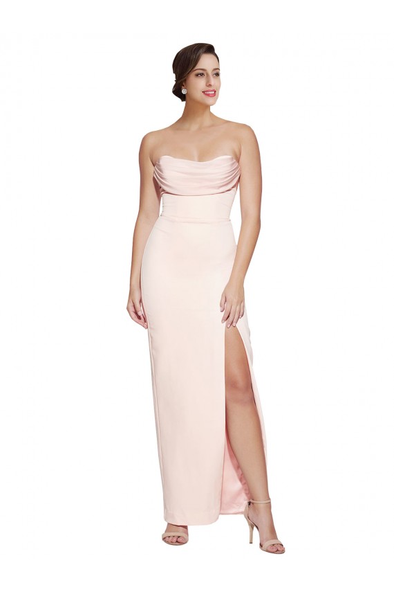 Mermaid Cowl Neck Stretch Satin Long Formal Evening Gown / Prom Dress / Bridesmaid Dress Barrie