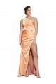 Sheath One Shoulder Stretch Satin Long Light Copper Formal Evening Gown / Prom Dress / Bridesmaid Dress Barrie