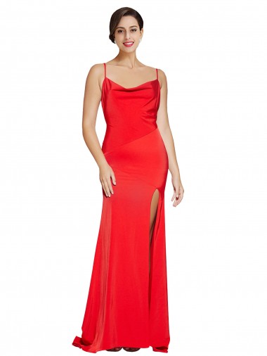 Sheath Strapless Stretch Satin Long Red Formal Evening Gown / Prom Dress / Bridesmaid Dress Barrie