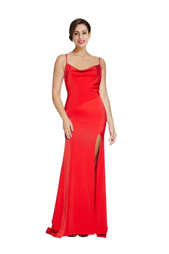 Sheath Strapless Stretch Satin Long Red Formal Evening Gown / Prom Dress / Bridesmaid Dress Barrie