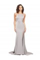 A-Line High Neck Stretch Satin Sweep Train Formal Evening Gown / Prom Dress / Bridesmaid Dress Barrie