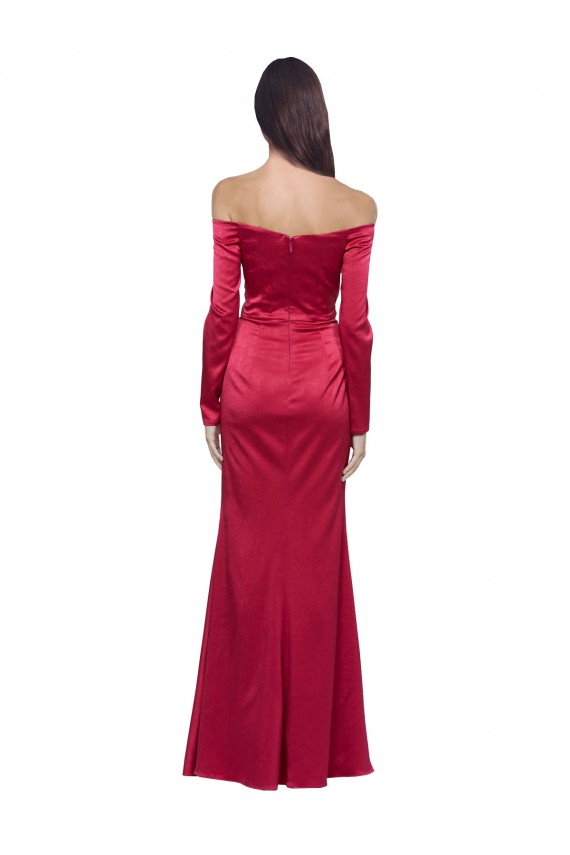 Sheath Sweetheart Stretch Satin Long Dark Red Formal Evening Gown / Prom Dress / Bridesmaid Dress Barrie