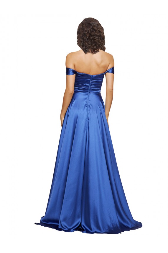 A-Line Sweetheart Stretch Satin Sweep Train Royal Blue Formal Evening Gown / Prom Dress / Bridesmaid Dress Barrie
