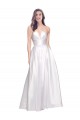 A-Line Strapless Stretch Satin Long White Formal Evening Gown / Prom Dress / Bridesmaid Dress Barrie