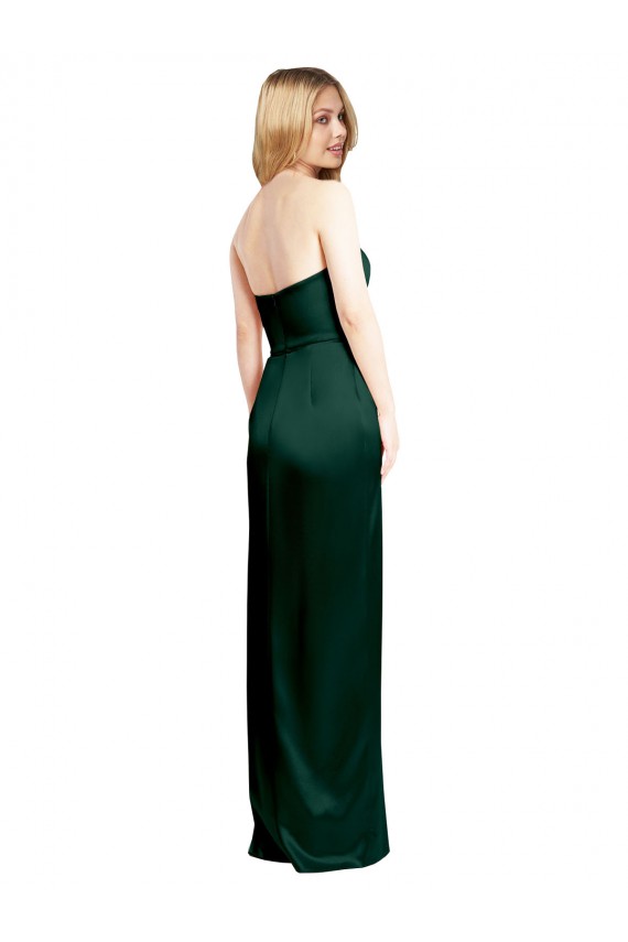 A-Line Strapless Stretch Satin Long Hunter Formal Evening Gown / Prom Dress / Bridesmaid Dress Barrie