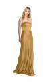 A-Line Strapless Stretch Satin Long Gold Formal Evening Gown / Prom Dress / Bridesmaid Dress Barrie