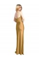 A-Line Strapless Stretch Satin Long Gold Formal Evening Gown / Prom Dress / Bridesmaid Dress Barrie