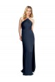 A-Line Halter Neck Stretch Satin Long Dark Navy Formal Evening Gown / Prom Dress / Bridesmaid Dress Barrie