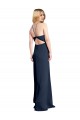 A-Line Halter Neck Stretch Satin Long Dark Navy Formal Evening Gown / Prom Dress / Bridesmaid Dress Barrie