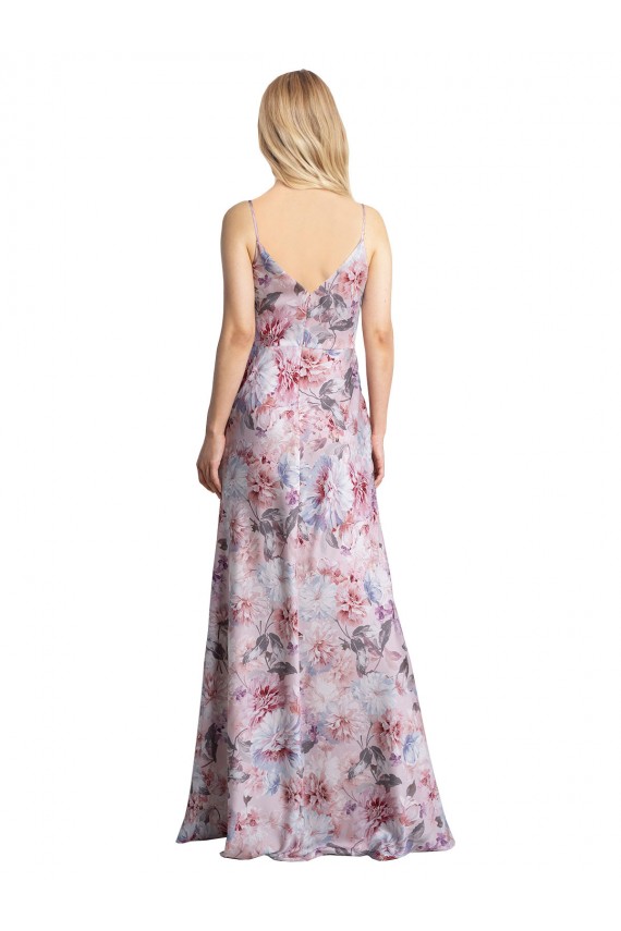 A-Line Cowl Neck Stretch Satin & Floral Long Formal Evening Gown / Bridesmaid Dress Barrie