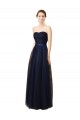 A-Line Strapless Tulle Long Dark Navy Bridesmaid Dress Barrie