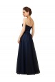 A-Line Strapless Tulle Long Dark Navy Bridesmaid Dress Barrie