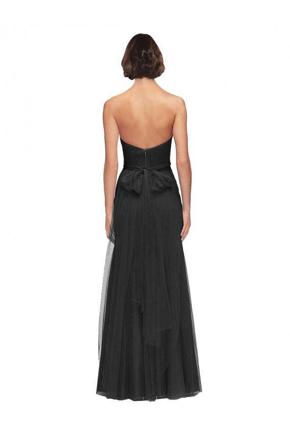 A-Line Sweetheart Tulle Long Black Bridesmaid Dress Barrie