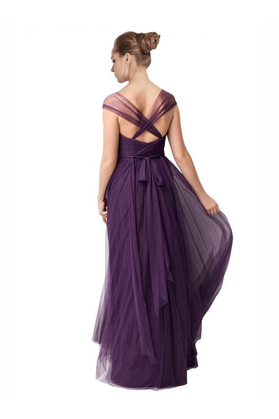 A-Line Sweetheart Tulle Long Plum Purple Bridesmaid Dress Barrie