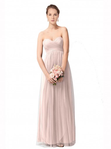 A-Line Sweetheart Tulle Long Vintage Rose Bridesmaid Dress Barrie