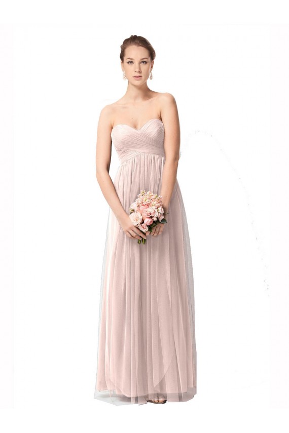 A-Line Sweetheart Tulle Long Vintage Rose Bridesmaid Dress Barrie