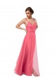 A-Line Spaghetti Straps Tulle Long Watermelon Bridesmaid Dress Barrie