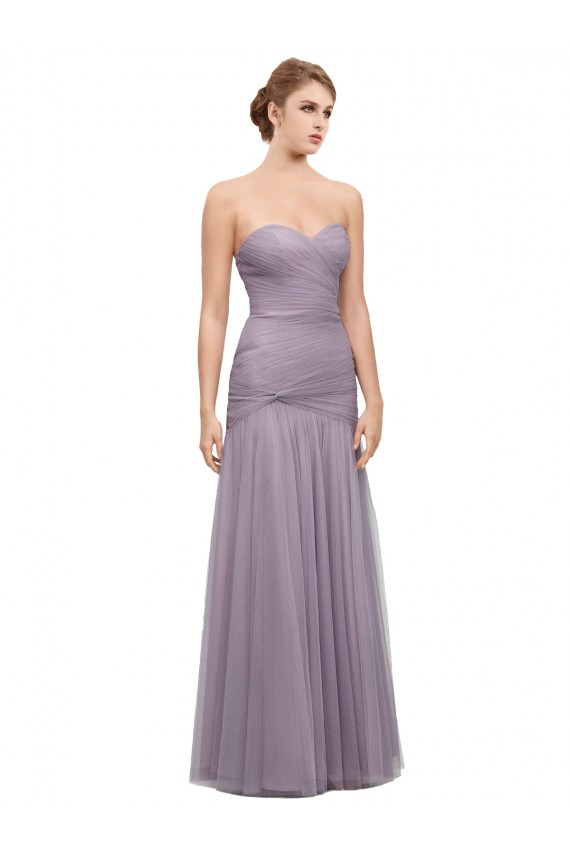 Mermaid Sweetheart Tulle Long Heather Bridesmaid Dress Barrie