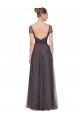 A-Line Sweetheart Tulle Long Pewter Bridesmaid Dress Barrie