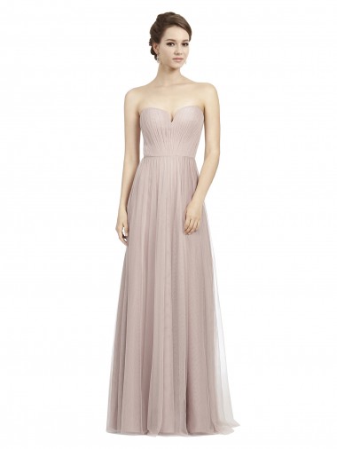 A-Line Sweetheart Tulle Long Vintage Rose Formal Dress / Bridesmaid Dress Barrie