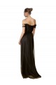 A-Line Off the Shoulder Tulle & Sequin Long Black Bridesmaid Dress Barrie
