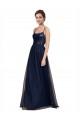 A-Line Spaghetti Straps Tulle & Lace Long Dark Navy Bridesmaid Dress Barrie