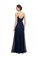 A-Line Spaghetti Straps Tulle & Lace Long Dark Navy Bridesmaid Dress Barrie
