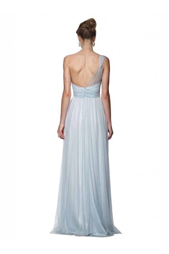 A-Line One Shoulder Tulle Long Mist Bridesmaid Dress Barrie