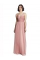 A-Line V-Neck Tulle Long Rose Pink Bridesmaid Dress Barrie