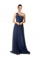 A-Line One Shoulder Tulle Sweep Train Dark Navy Bridesmaid Dress Barrie