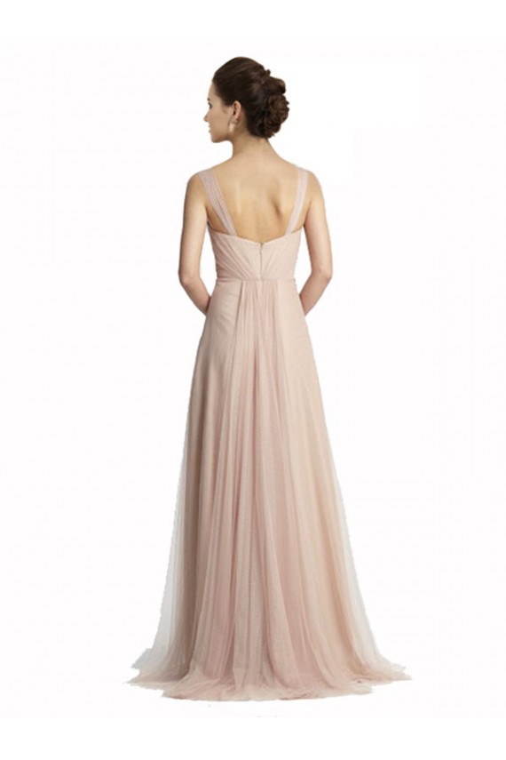 A-Line Square Neck Tulle Long Nude Bridesmaid Dress Barrie