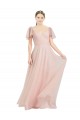 A-Line V-Neck Tulle Long Pink Formal Dress / Bridesmaid Dress Barrie
