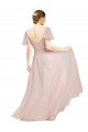 A-Line V-Neck Tulle Long Pink Formal Dress / Bridesmaid Dress Barrie