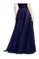 A-Line High Neck Tulle Long Navy Blue Semi Formal Evening Dress / Bridesmaid Dress Barrie