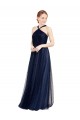 A-Line Halter Neck Tulle Long Navy Blue Bridesmaid Dress / Evening Dress Barrie