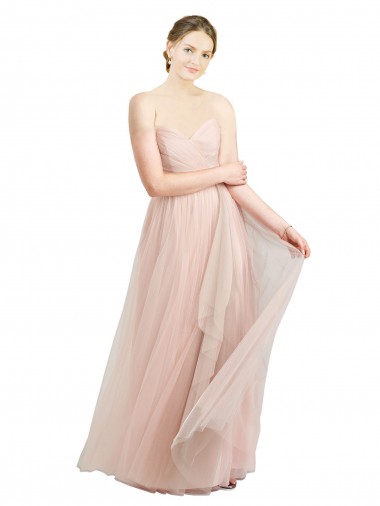 A-Line Sweetheart Tulle Long Pink Bridesmaid Dress / Evening Dress Barrie