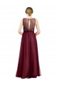 A-Line Boat Neck Tulle Long Burgundy Semi Formal Evening Dress / Bridesmaid Dress Barrie
