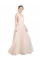 A-Line Scoop Neck Tulle Long Pink Semi Formal Evening Dress / Bridesmaid Dress Barrie