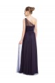 A-Line One Shoulder Tulle Long Black Bridesmaid Dress Barrie