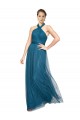 A-Line High Neck Tulle Long Teal Green Bridesmaid Dress Barrie