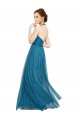 A-Line High Neck Tulle Long Teal Green Bridesmaid Dress Barrie