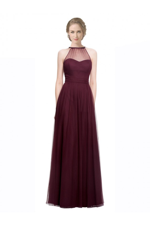 A-Line Sweetheart Tulle Long Red Bridesmaid Dress Barrie