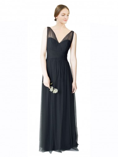 A-Line Sweetheart Tulle Long Pewter Formal Dress / Bridesmaid Dress Barrie